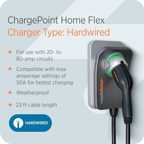 ChargePoint Home Flex Charger with features listed.